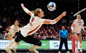 Ladies playing volleyball